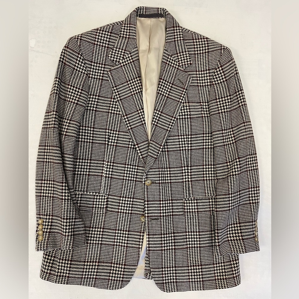 HERTLING for Neiman Marcus Vintage‎ Bold Check 2-Button Wool Jacket Size 40 R